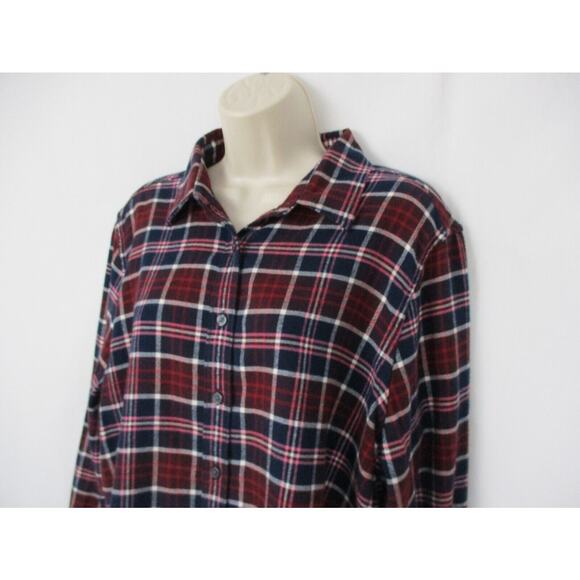 LL Bean Womens Scotch Plaid Flannel Shirt Size 16 Red Relaxed Fit Top 488594 - Picture 5 of 15